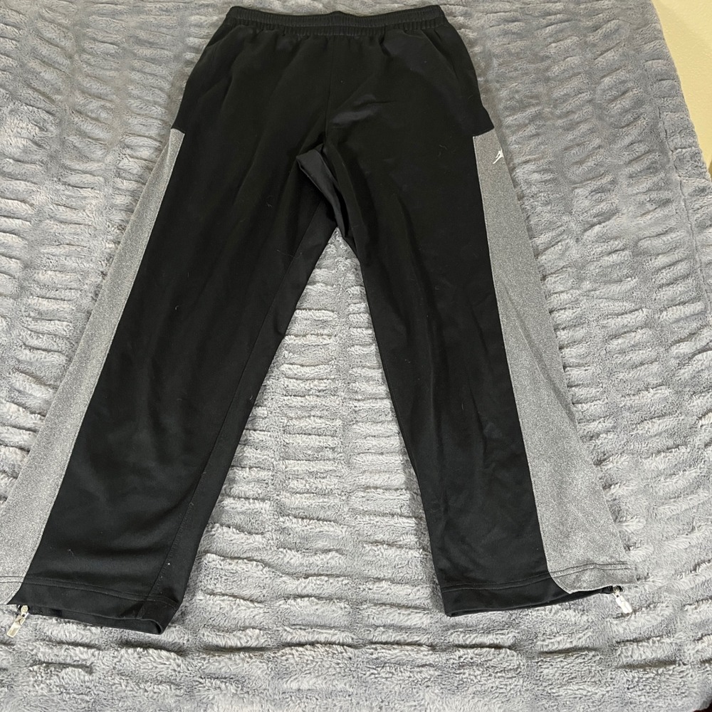 Jordan Mens Dri-FIT Black Grey Side Stripe‎ Ankle Zip Track Pants 508141-010 L